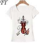 Новая Коричневая художественная Футболка Harajuku с скрипкой и музыкальными заметками модная женская футболка музыкальные топы Красивая футболка для девочек Женская Повседневная футболка