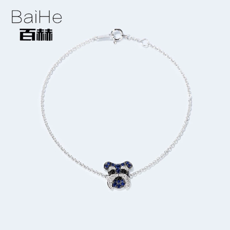 BAIHE Solid 14 K белое золото 0.08ct Сертифицированный H/SI натуральные бриллианты юбилей женские модные ювелирные изделия Уникальный браслет