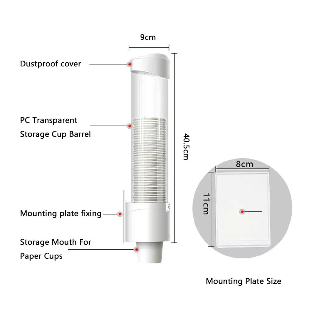 

Automatic Disposable Paper Cups Storage Holder For Water Dispenser Disposable Cups Plastic 50 Cups Container Holder 40