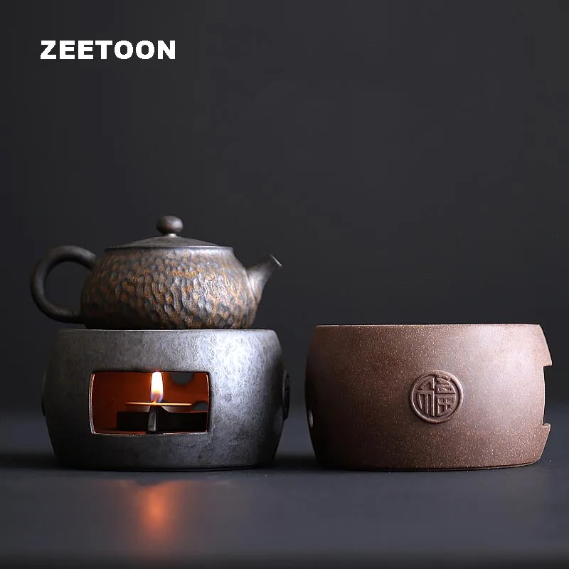 Винтажная керамическая грубая керамика теплая чайная плита подсвечник подогрев