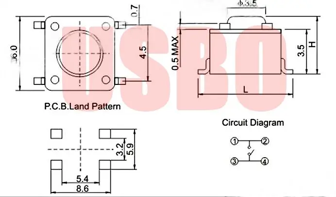 Brass Taping Package SMT Push Botton switch Touch Tact Switch Black 6*6*10mm 500pcs/lot | Обустройство дома
