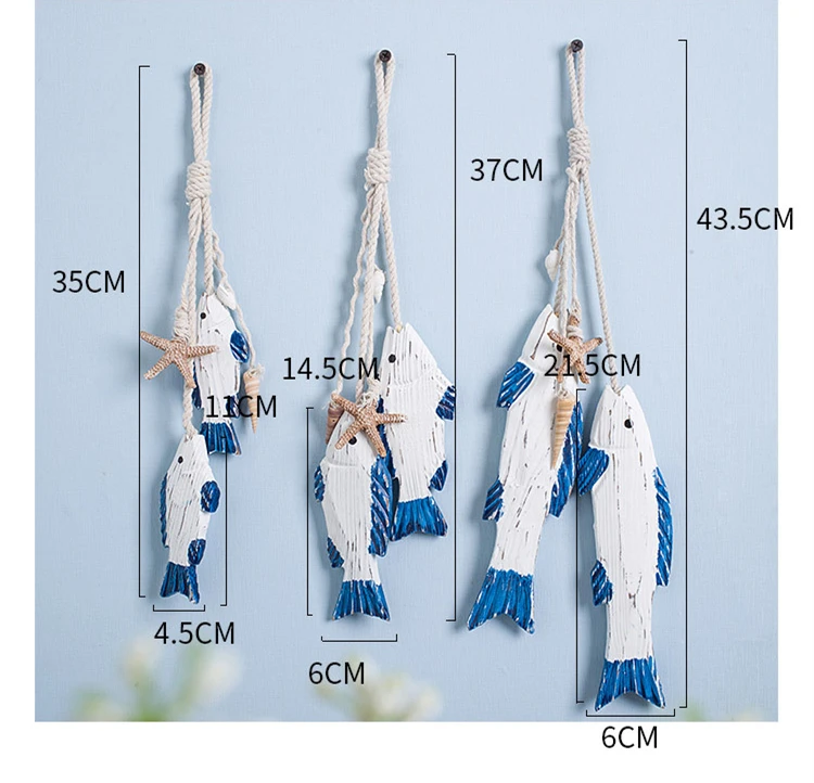 Средиземноморский Морской стиль винтажный ручной резной деревянный Рыбка