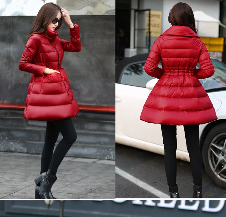 Новинка 2018 зимний длинный пуховик пальто стильная юбка женский тонкий большого