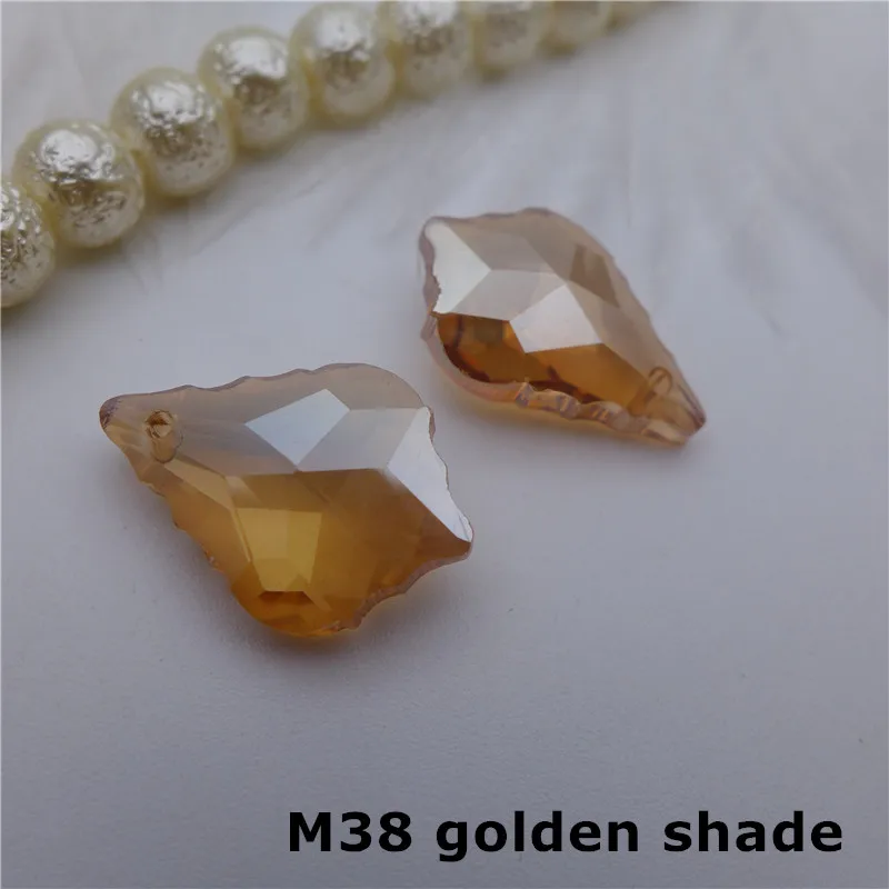 M38 golden shade 22 мм/38 мм в Форме Кленового Листа, хрустальные подвески, люстра, стеклянные призмы, сделай сам, лампа, занавеска, аксессуары, защита от солнца, ювелирные изделия, Висячие капли - Цвет: M38 golden shade