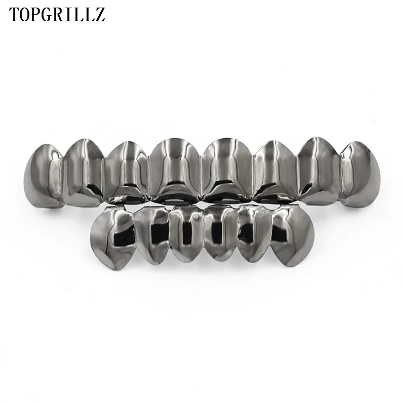 Jinao 8 зубов розовое золото посадка верхней и нижней Grillz Bling зубастого рта, шапки в стиле хип-хоп Grillz GOLD зубы грили для подарка - Окраска металла: Black Set