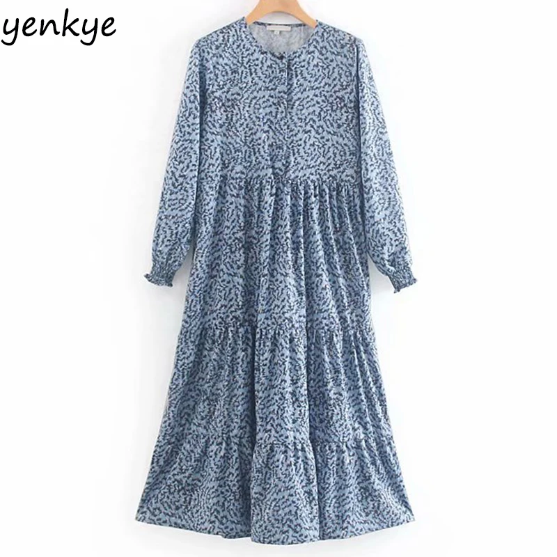 Летнее платье 2019 женское длинное в винтажном стиле с принтом Повседневное