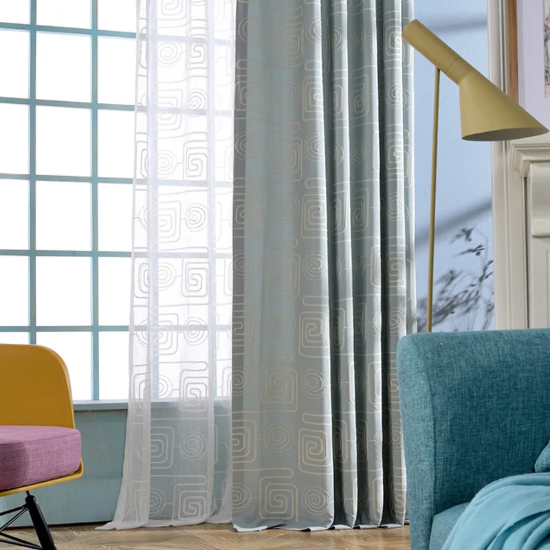 Тканевые занавески для спальни затемняющие шторы с вышивкой современные на окна