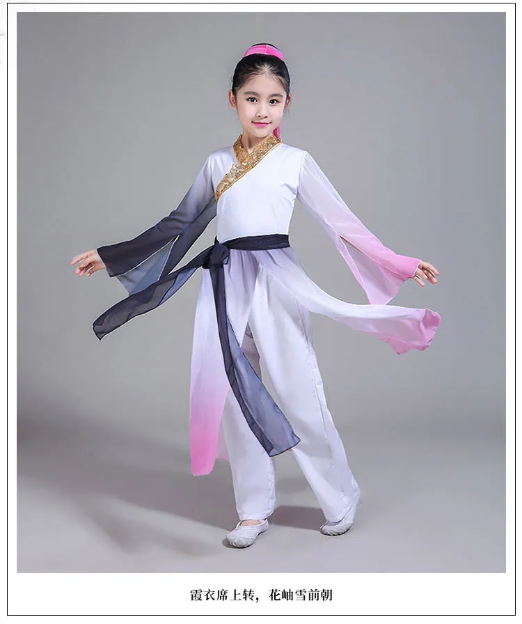 Новый стиль Детские Классические танцевальные костюмы Hanfu элегантная
