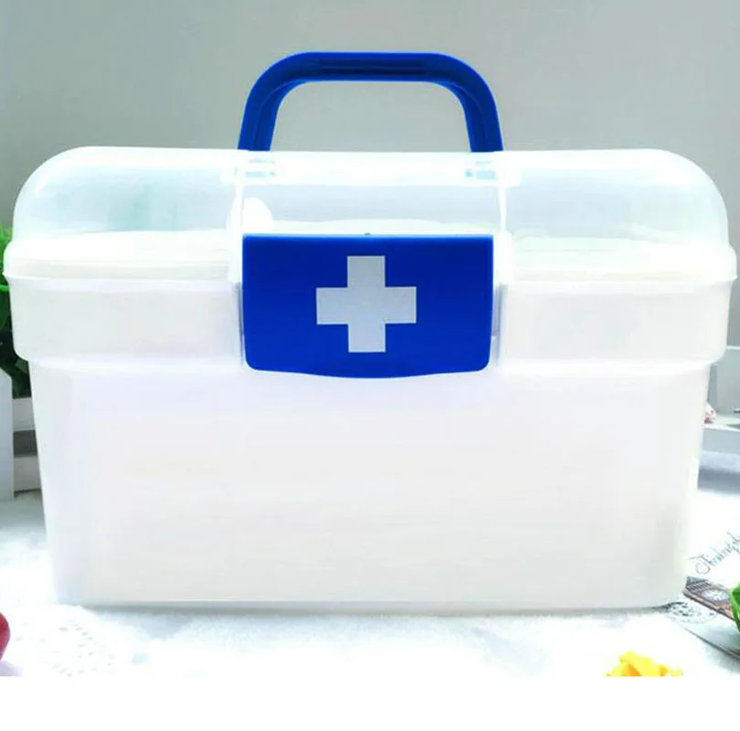 Medication Box 02 Белый пластик семья аптечка медицина коробка 2 слоя портативный мобильный кемпинг выживания аварийного коробка для лекарств DJB003 - Цвет: Medication Box 02