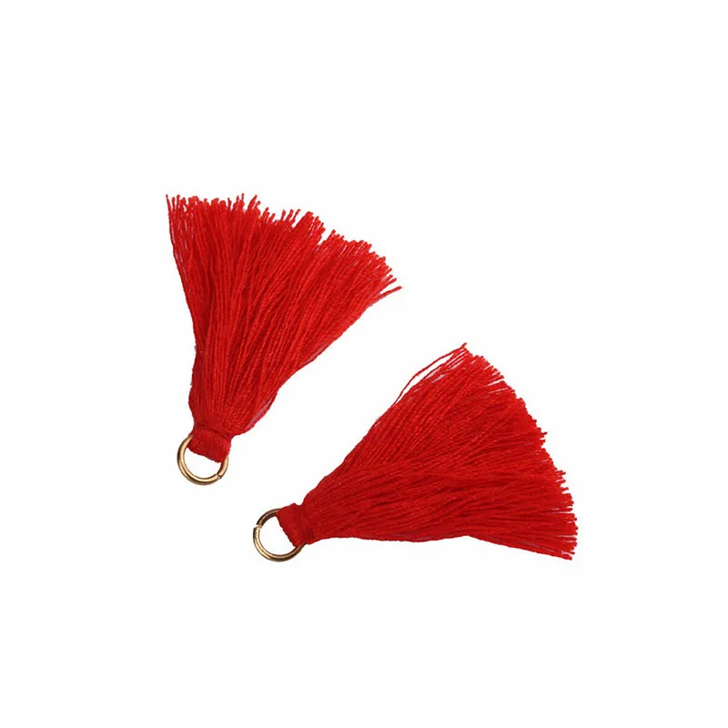 Red Tassels Fringe 100 шт цветная мини-кисточка, подвеска «сделай сам», висячие кольца, вечерние шнуры с кисточками, отделка одежды, занавески, украшения, кисточки, кружево - Цвет: Red Tassels Fringe