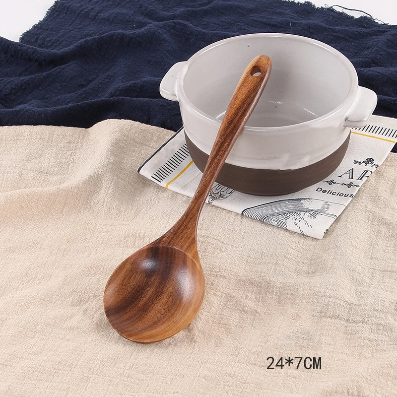 Seasoning spoon BalleenShiny деревянная ложка с длинной ручкой кухонные инструменты для приготовления пищи антипригарная лопаточка для сковороды большая ложка для супа одноразовые столовые приборы - Цвет: Seasoning spoon
