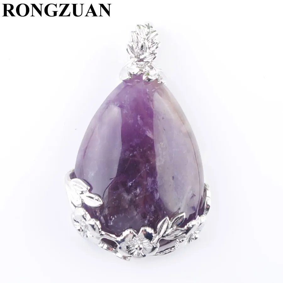 RONGZUAN Кулон & ожерелье нержавеющая сталь натуральный драгоценный камень в форме