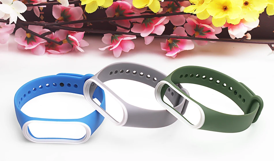 BOORUI двойной цвет mi band 3 ремешок умные аксессуары для xiaomi mi 3 силиконовый ремешок на запястье Замена для xiaomi mi3 smartband