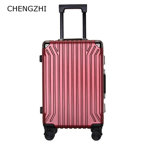 CHENGZHI 2" 24" дюймов Роскошная алюминиевая рама дорожная тележка чемодан бизнес ABS+ PC чемодан на колесиках - Цвет: wine red