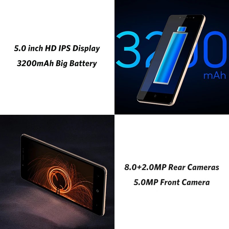 Мобильный телефон LEAGOO POWER 2, Android 8,1, 5,0 дюйма, HD ips, 2 Гб ОЗУ, 16 Гб ПЗУ, четырехъядерный процессор MT6580A, двойная камера, сканер отпечатков пальцев, ID, 3g, смартфон