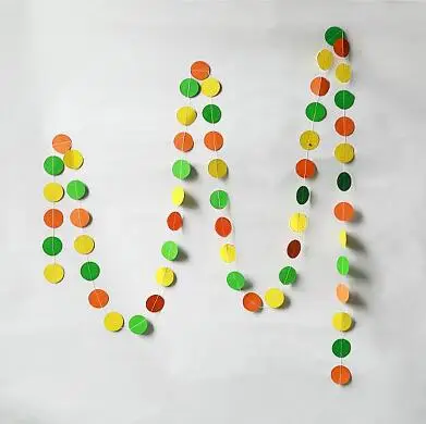 Yellow Green Orange 4 м креативная многоцветная Круглая Бумажная гирлянда баннеры розовый зеленый круглая форма баннеры для украшения свадебной вечеринки DIY домашний декор - Цвет: Yellow Green Orange