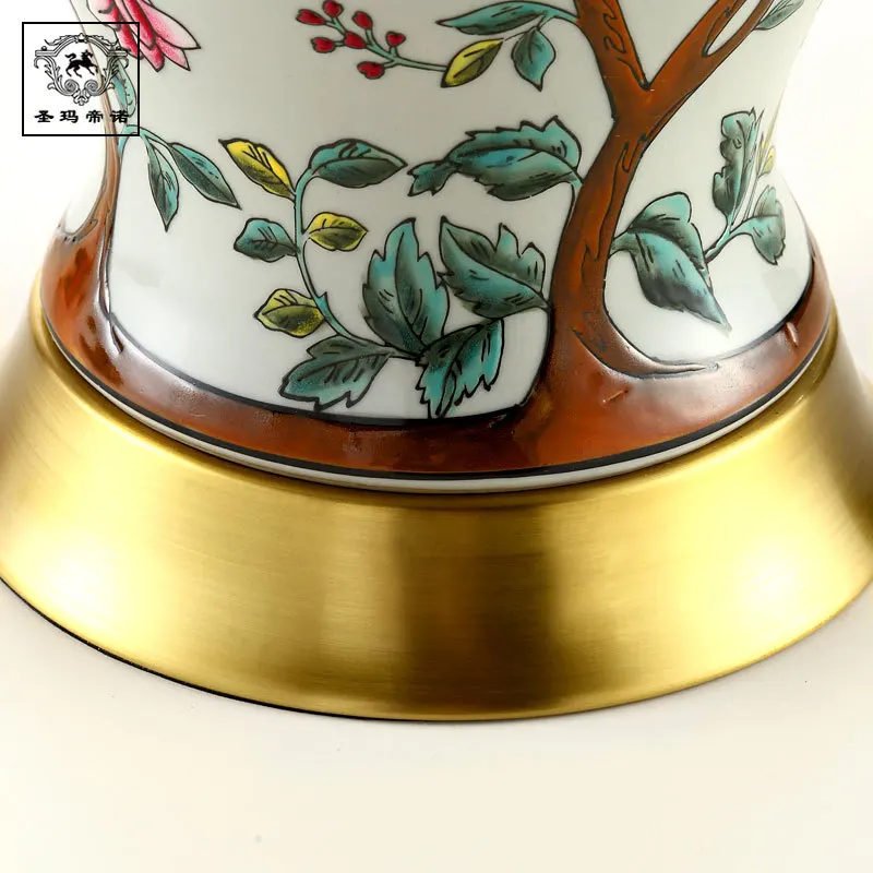 Jingdezhen Европейский стиль полностью Медная Керамическая настольная лампа