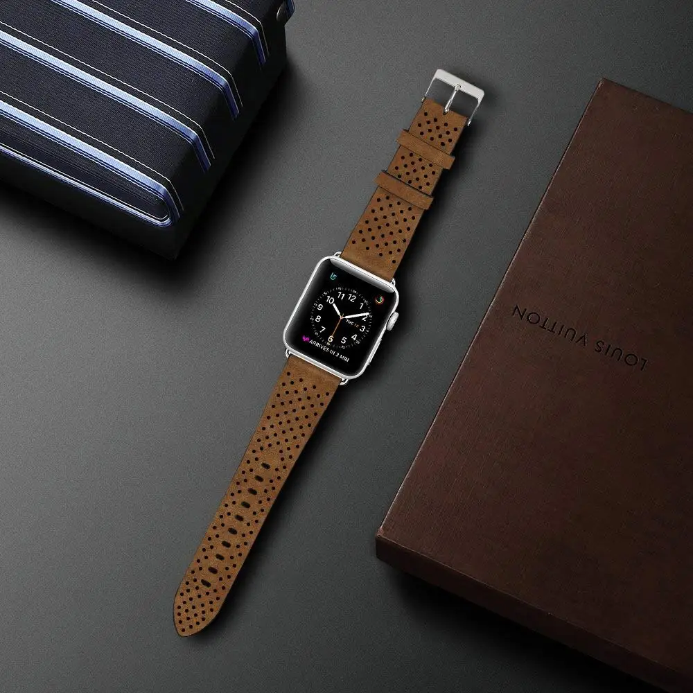 Спортивный ремешок 38 мм 42 из натуральной кожи iWatch для замены с застежкой