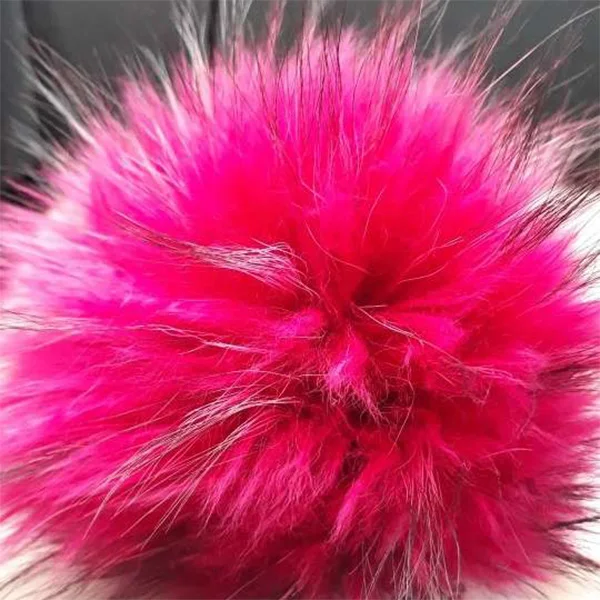 Rose Red Raccoon Pom Помпон из натурального Лисьего меха DIY помпон из натурального меха для шапок, шапка Skullies, помпон из меха для обуви, сумки, аксессуары 12-14 см - Цвет: Rose Red Raccoon Pom