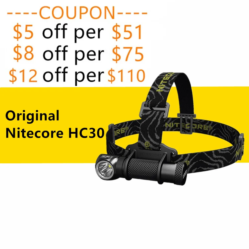 Nitecore HC30/HC30W супер легкий светодиодный налобный фонарь XM-L2 U2 1000 люмен полностью металлический Uniboy широколучевая оптическая фара