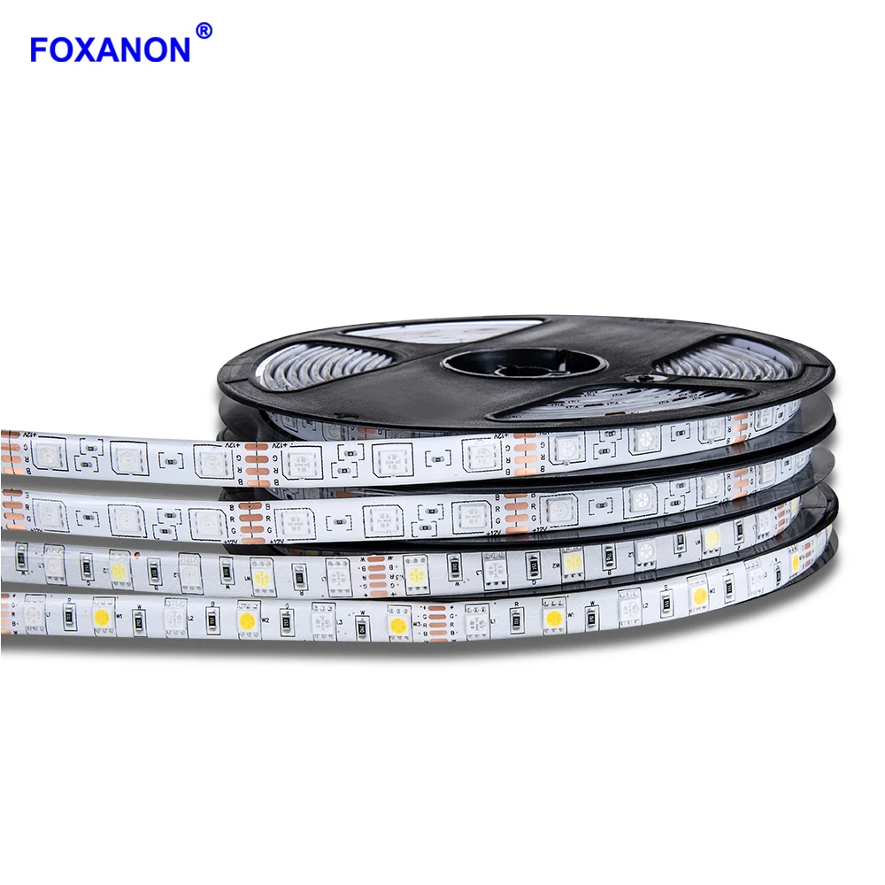 

Foxanon RGB LED Strip Waterproof 5M DC12V 300LED RGBW RGBWW Fita LED Light Strips SMD 5050 Flexible Neon Tape Ribbon For Kitchen