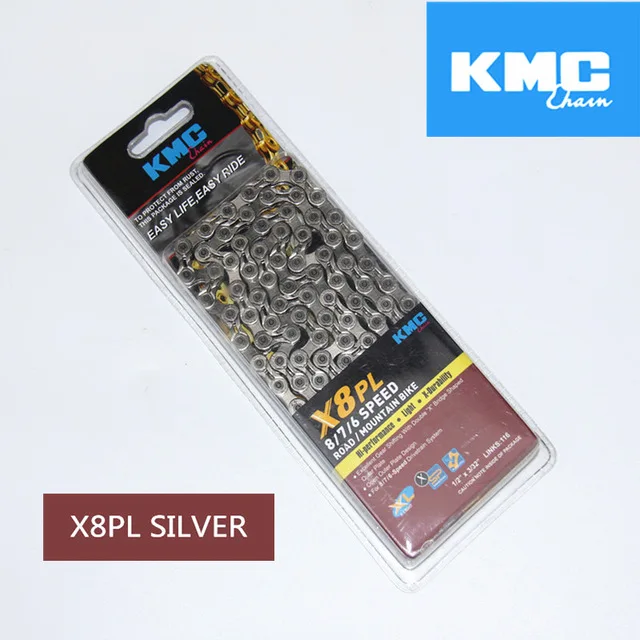 Оригинальная KMC цепь 8 скоростей x8 116L горный MTB/цепь для дорожного велосипеда X8PL Золото Серебро для Shimano/SRAM - Цвет: X8PL silver