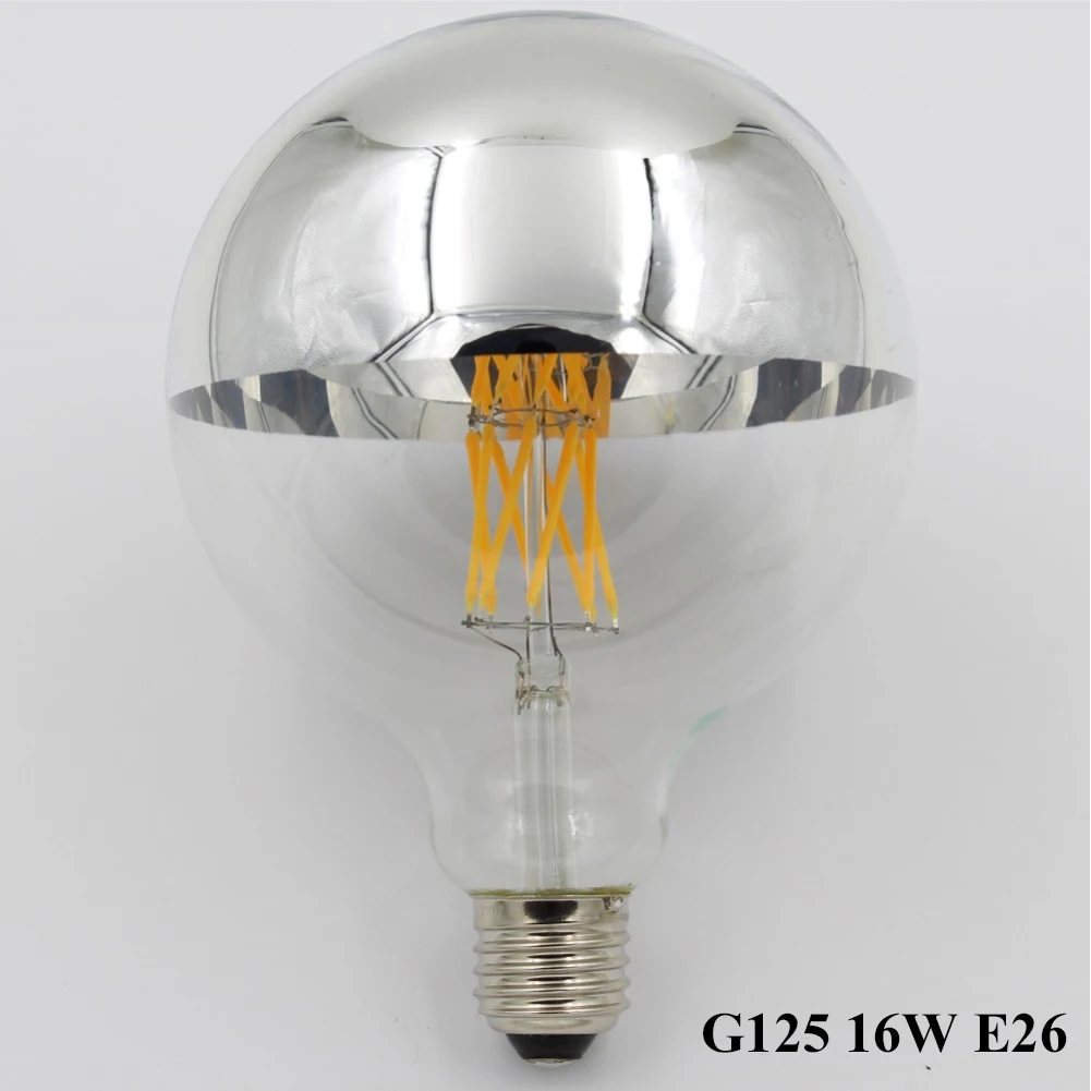 G125 16W E26 110V Ganriland светодиодный лампы с регулируемой яркостью E14 E12 светодиодный Корона Серебряный зеркальный светильник лампа 4 Вт 6 Вт 8 Вт, теплый белый свет 2700K G45 G125 светодиодный E26 E27 220V лампы - Испускаемый цвет: G125 16W E26 110V