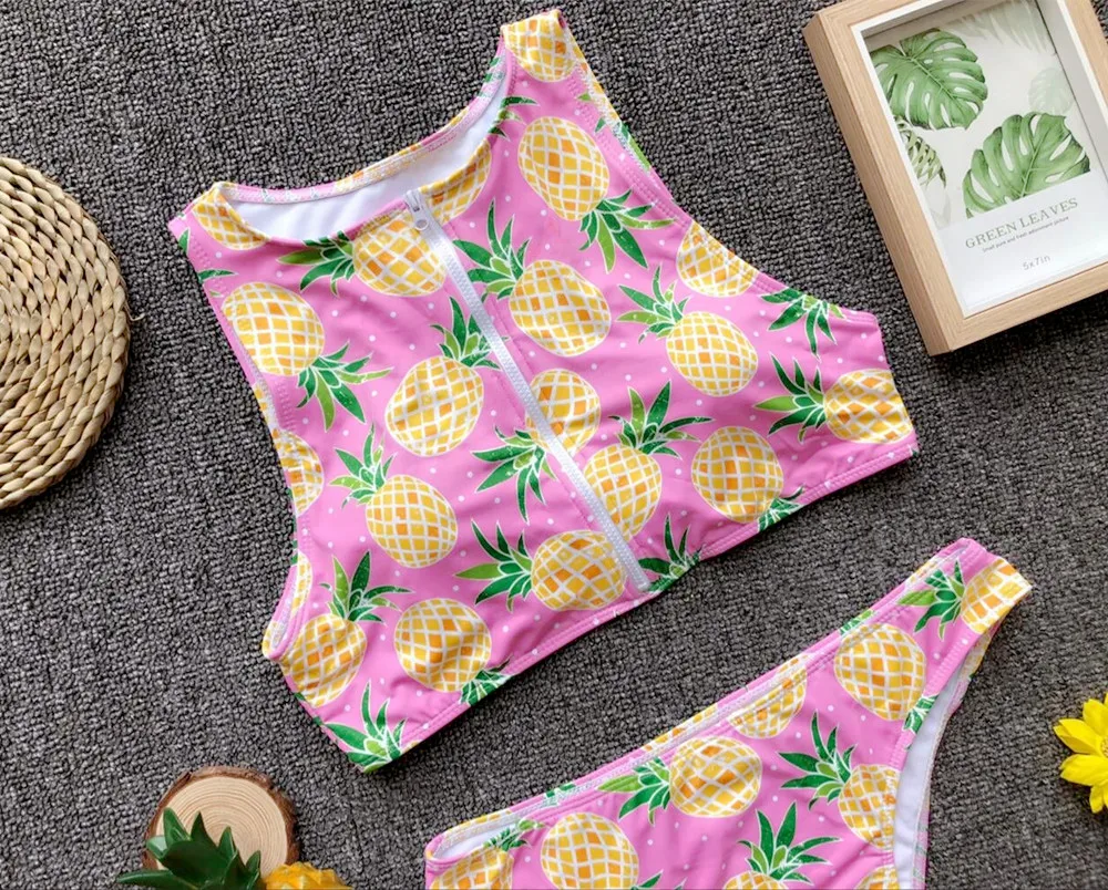 2018 новый ананас комплект бикини с застежкой-молнией купальники Для женщин Летний