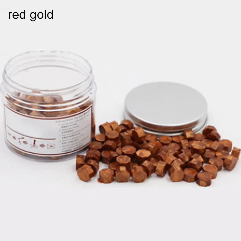 red gold 150 шт Подарочные полоски бронзирующего воска в скандинавском стиле, уплотнительные восковые бусины, 8 цветов, ретро древние уплотнительные восковые частицы для штампов - Цвет: red gold