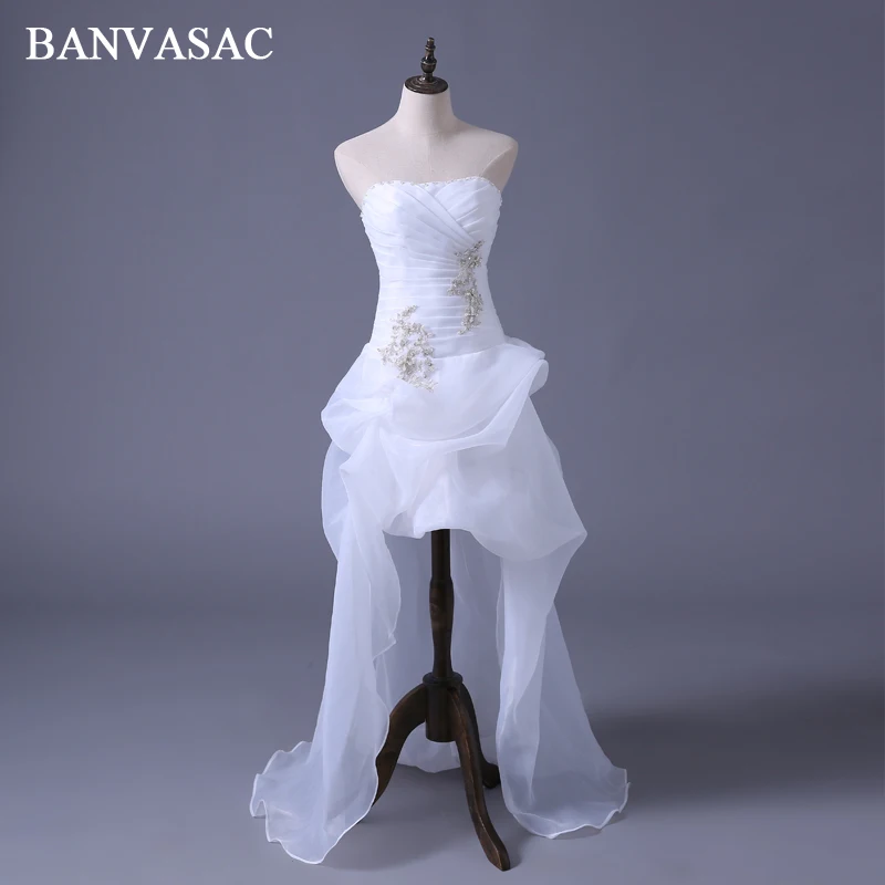 BANVASAC 2018 плиссированные женские свадебные платья с высоким и низким шлейфом