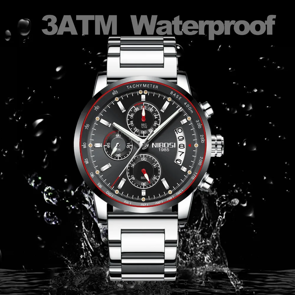 NIBOSI Водонепроницаемый Повседневное часы Для мужчин Элитный бренд кварцевые