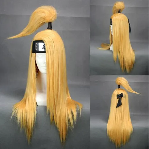 Аниме Наруто Akatsuki Deidara 26 &quotголовной убор прямой блонд-парик Головные уборы