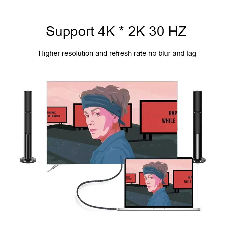10 шт. Тип c к HDMI видео кабель USB C 3 1 Кабель 8 м 4 x 2 поддержка usb hdmi vga|Кабели HDMI| |