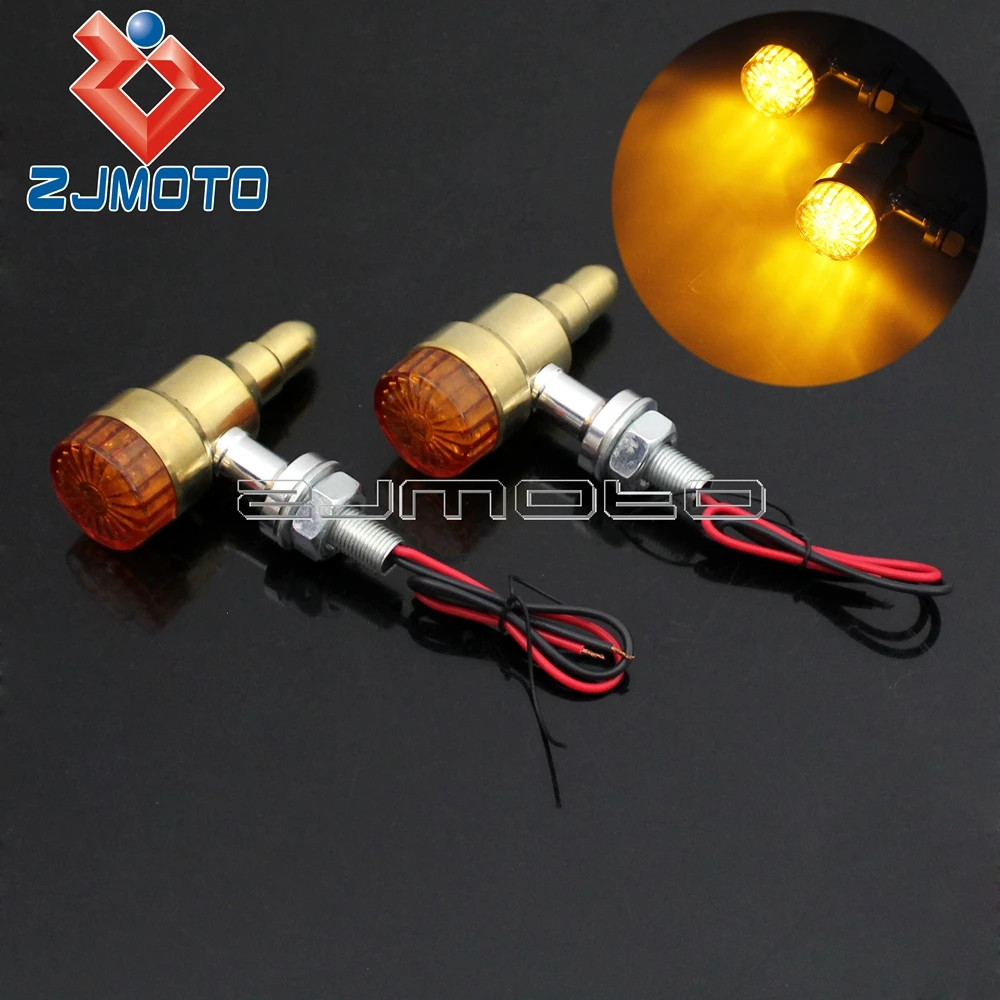 

10 мм латунные аксессуары для мотоциклов Янтарный светодиодный индикатор поворота световой индикатор поворота Универсальный для Honda Yamaha ...