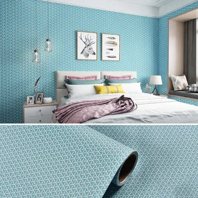 Light Blue Современный простой 3D геометрический узор самоклеящаяся настенная бумага Гостиная ТВ диван спальня домашний декор фон настенные бумажные наклейки - Цвет: Light Blue
