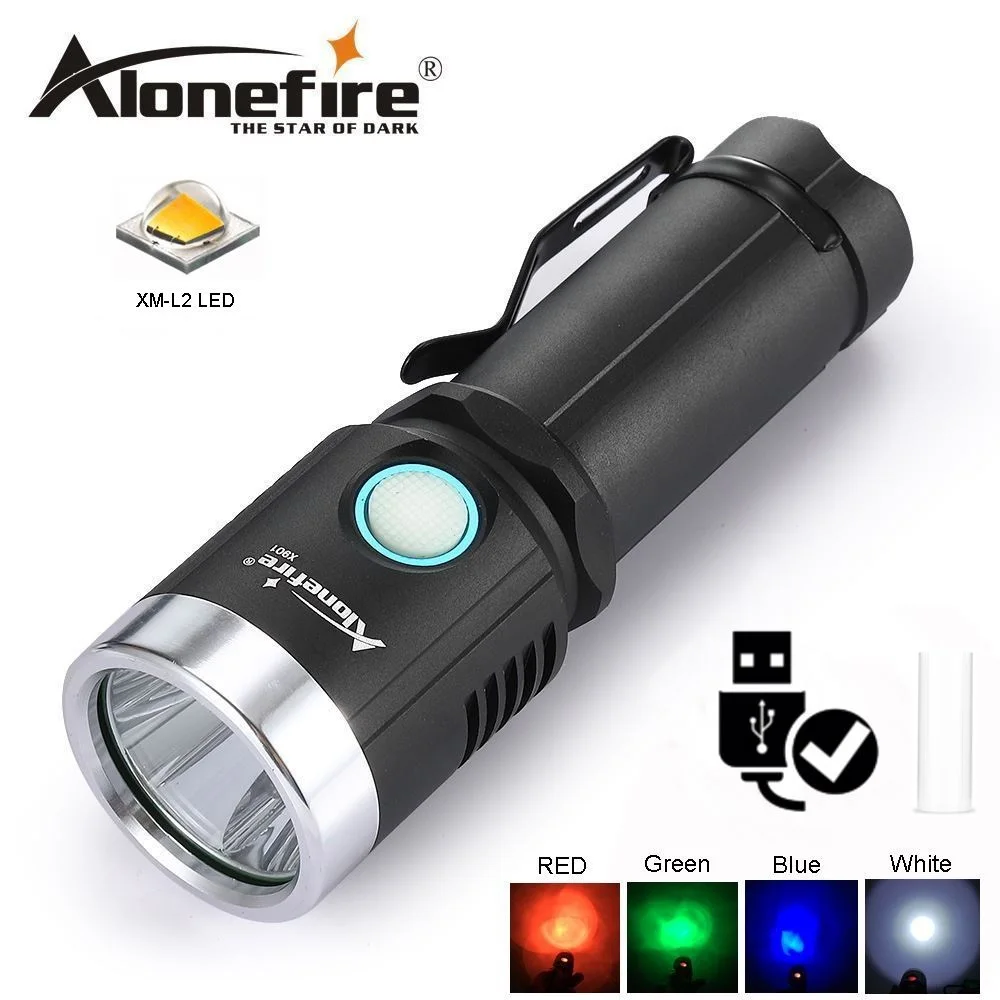 AloneFire X901 usb светодиодный вспышка светильник 26650 перезаряжаемые CREE XML L2 заполнить светильник вспышки светильник светодиодный фонарь ультра яркие красные/зеленые/Защита от влаги