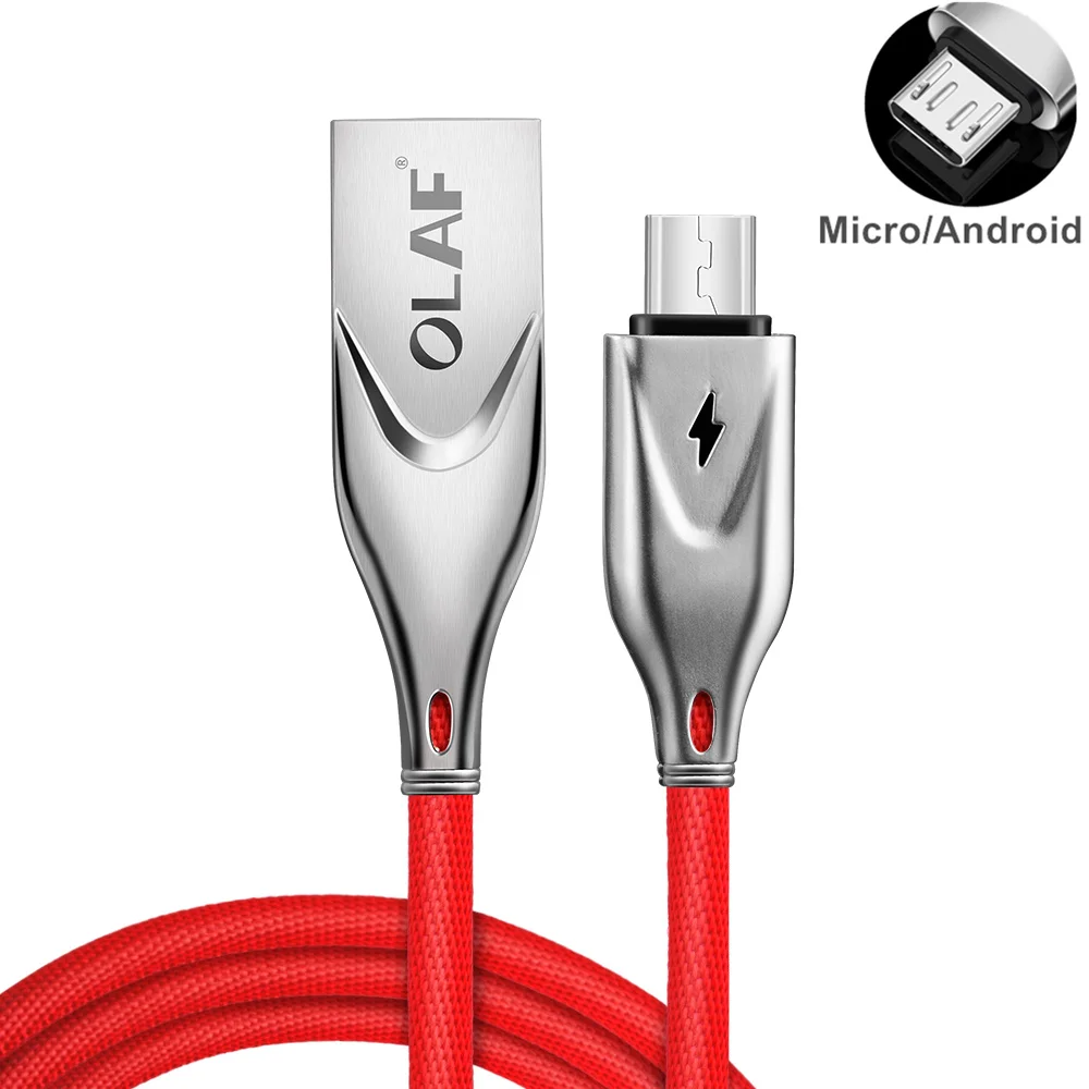 Олаф 3D цинк 2.3A микро USB кабель Быстрая зарядка USB кабель для передачи данных для samsung Xiaomi Tablet Android шнур Microusb кабель для зарядного устройства - Цвет: Red