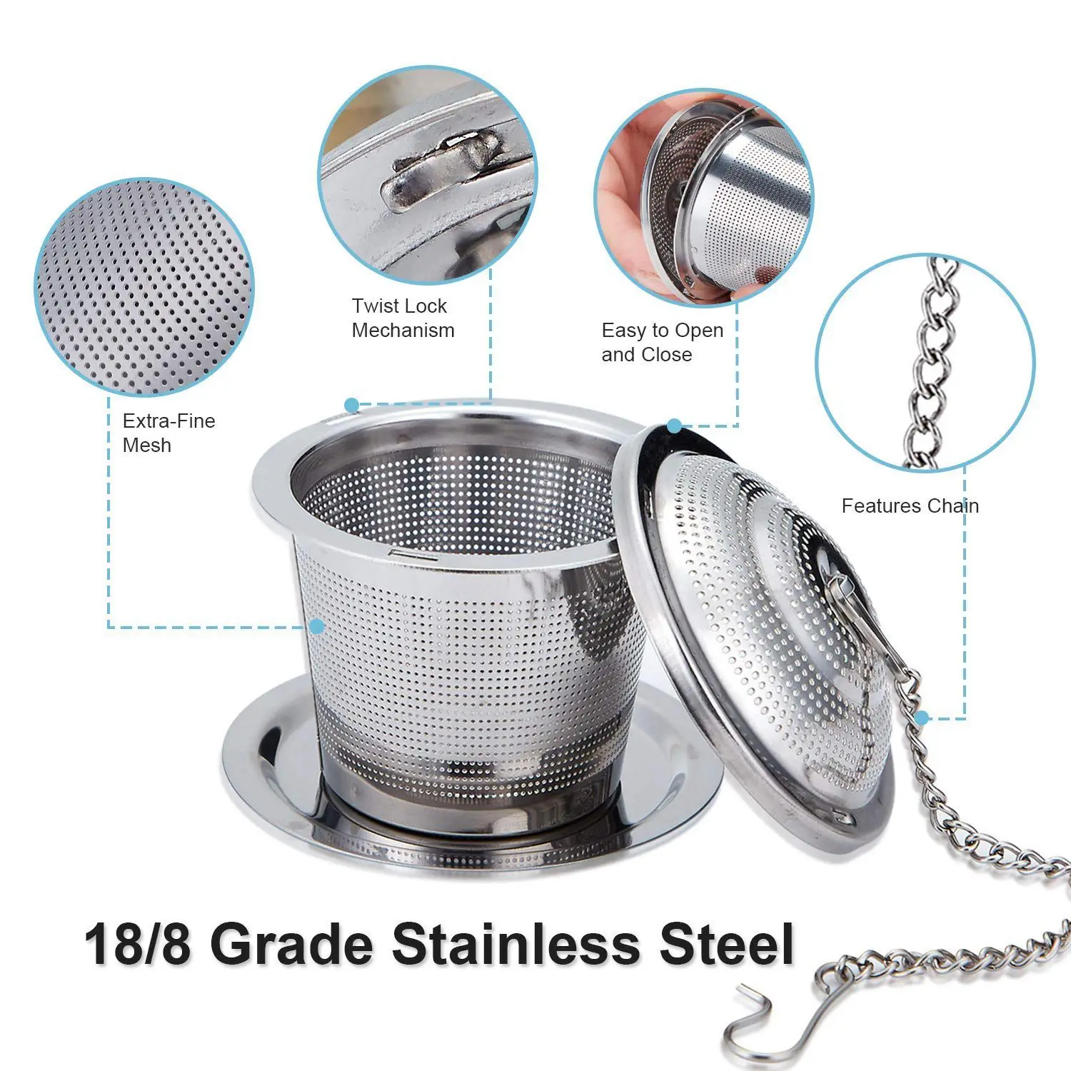 Tea Infuser Travel Set with 2 Individual Cases Stainless Steel Ball strainer Steeper Drip Tray for Loose | Дом и сад