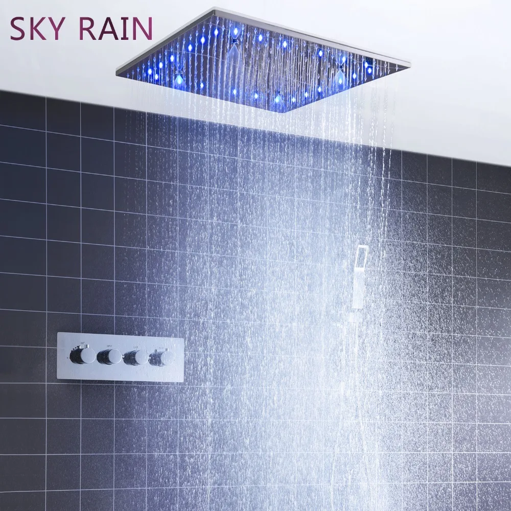 SKY RAIN ванная комната светодиодный набор для душа дождевой массаж спа туман квадратная душевая головка с термостатическим клапаном