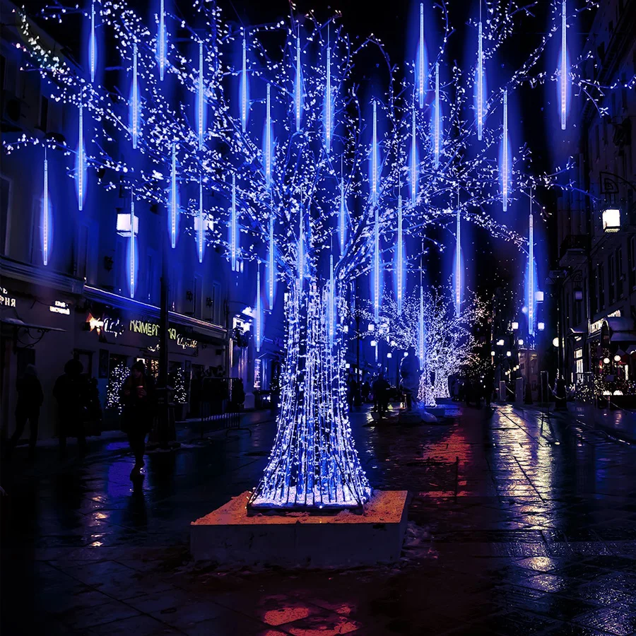 BEIAIDI 30 см 50 см Метеоритный Дождь светодиодный Сказочный светильник 8 капель капля дождя снег падающий светильник водонепроницаемый Каскадный светильник дерево