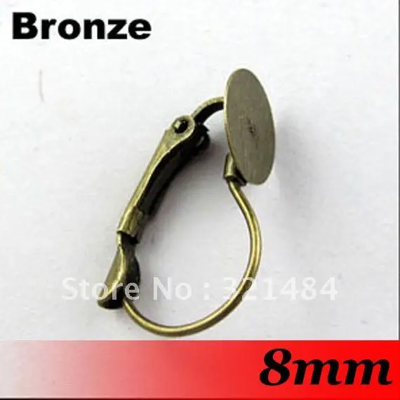 Free ship! Antique bronze 300PCS with 8mm Flat Glue Pad French Leverback Earring Hooks Blanks Base Jewelry Findings