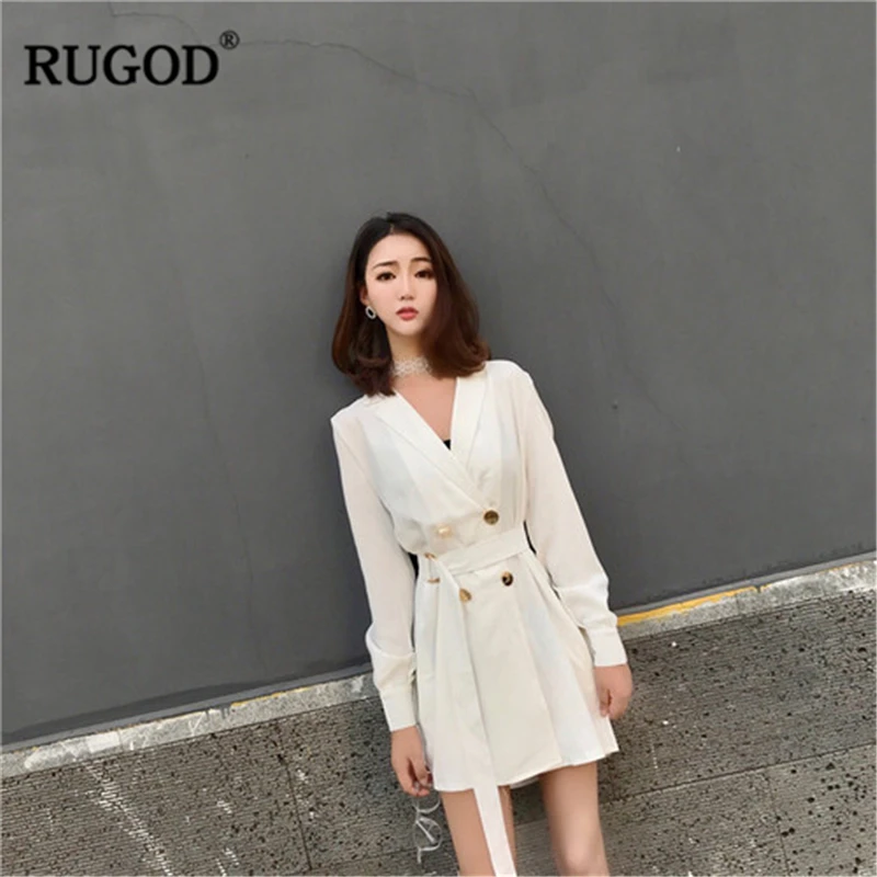 Женское платье рубашка с длинным рукавом RUGOD Элегантное повседневное в Корейском