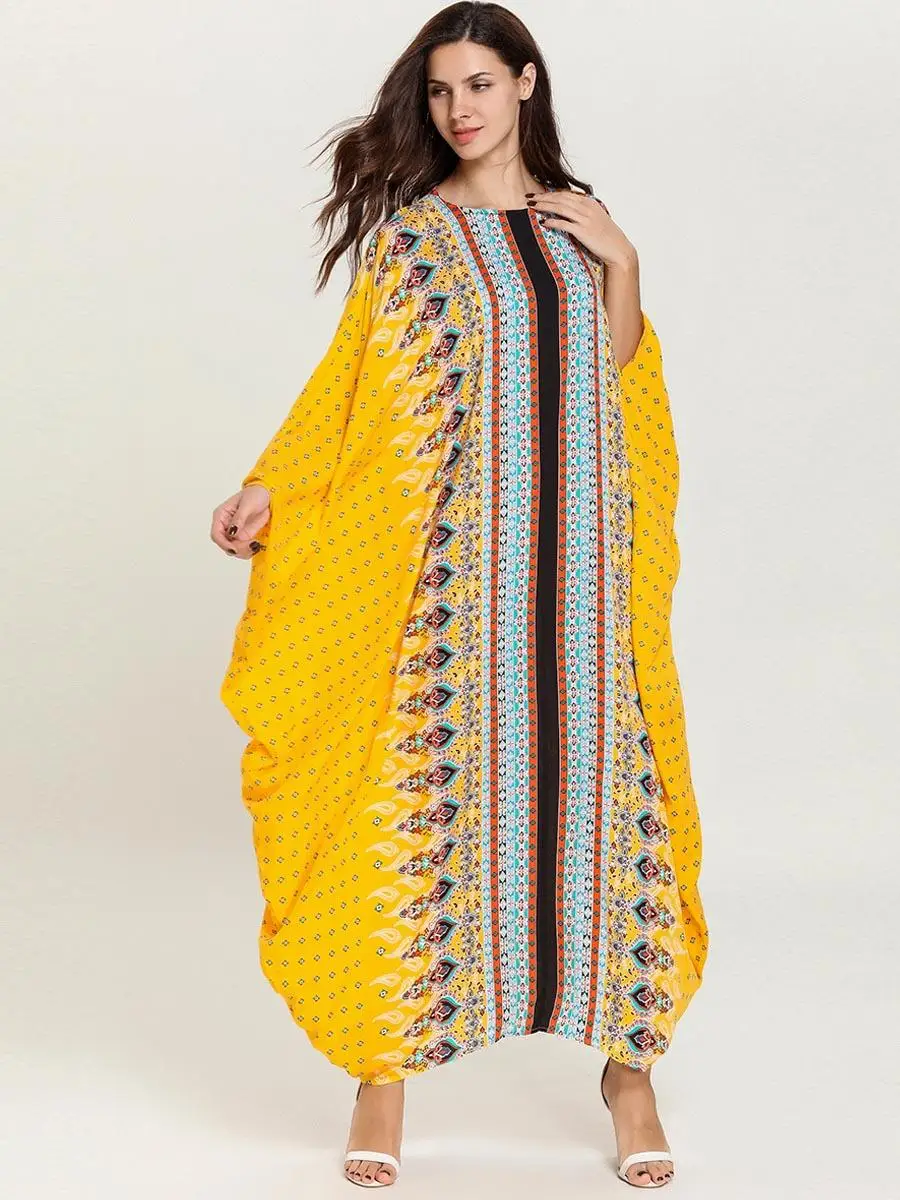 Женское свободное платье с рукавами летучая мышь Boho мусульманская одежда