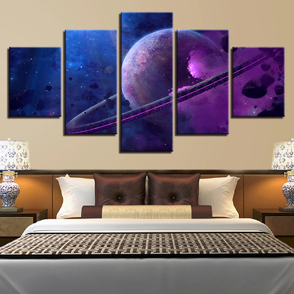 5 шт. настенные картины Планета для гостиной|Рисование и каллиграфия| |