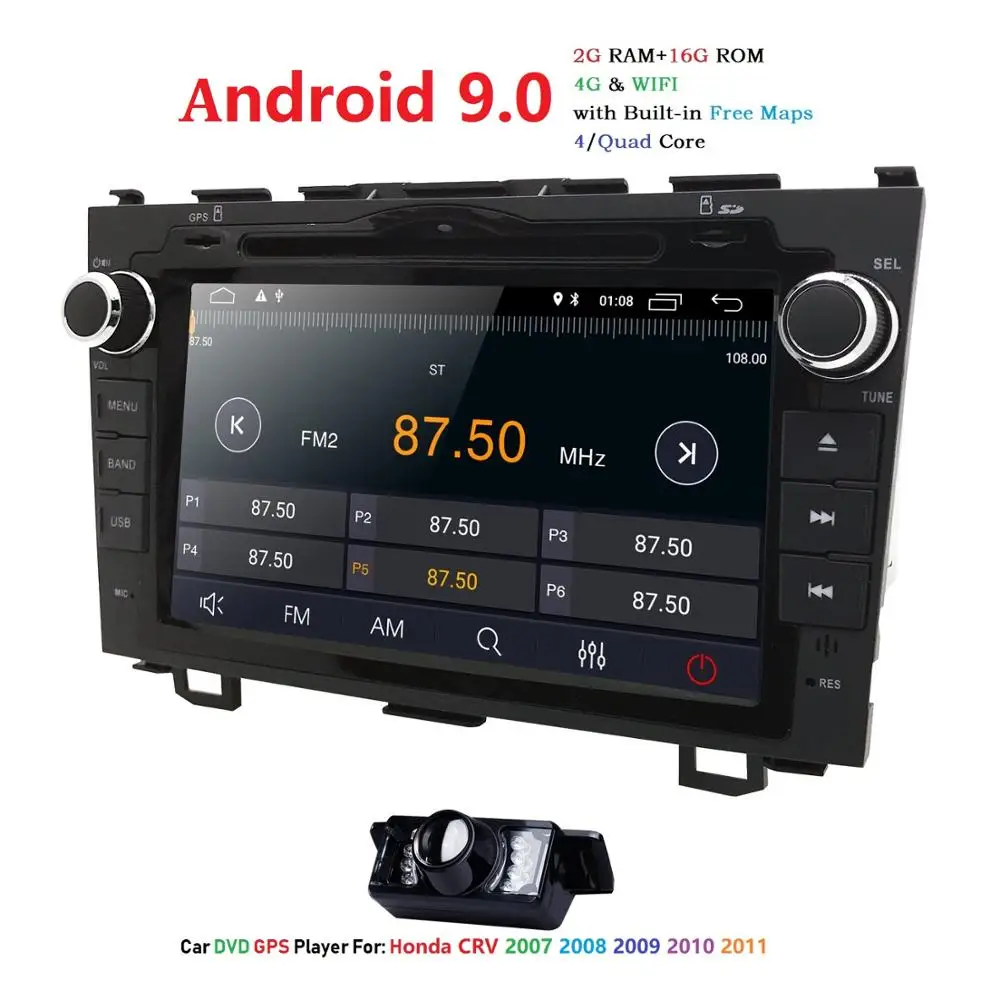 " Android 9,0 HD 2DIN автомобильный dvd-плеер gps навигация Радио Аудио для Honda CRV gps-навигатор система Авторадио с 4G wifi