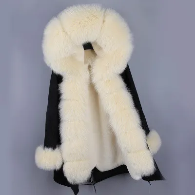 OFTBUY парка, зимняя куртка, женское меховое пальто, Воротник из натурального Лисьего меха, толстые теплые длинные парки, Большая Меховая парка, верхняя одежда, Новинка - Цвет: 25