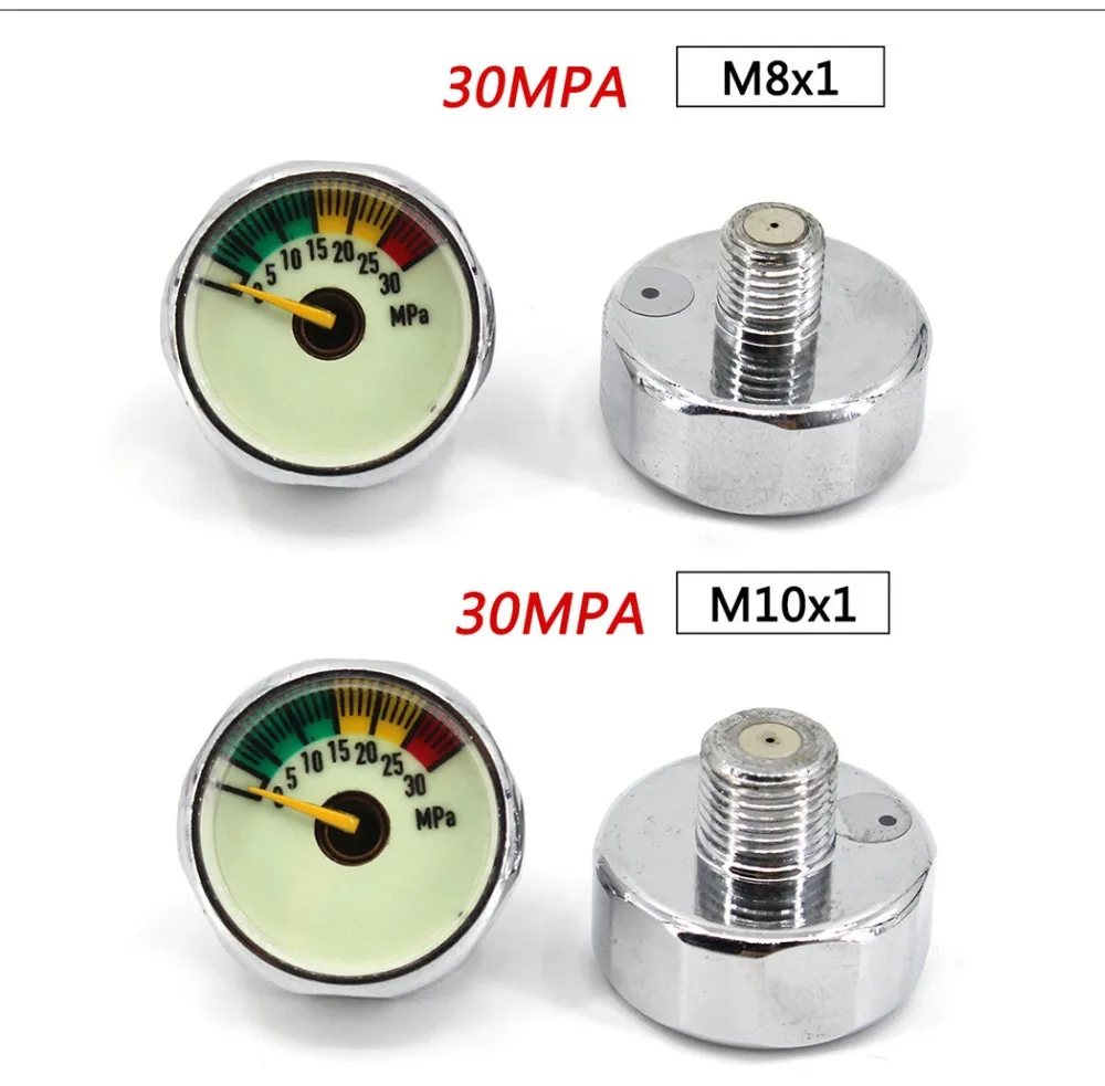 PCP Пейнтбол Airforce насосный клапан с фокусным расстоянием 25 мм M8x1 M10x1 1/8NPT 1/8BSPP 1 дюйм Мини Давление датчик Подводное манометр 20mpa 30mpa 40mpa