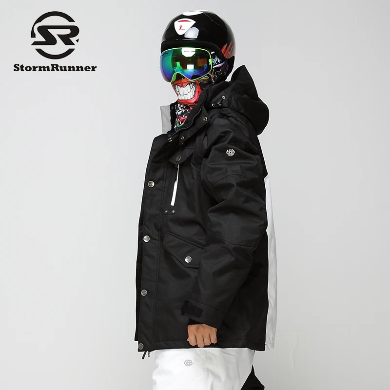 StormRunner мужская зимняя Лыжная куртка белая и черная стеганая уличная спортивная
