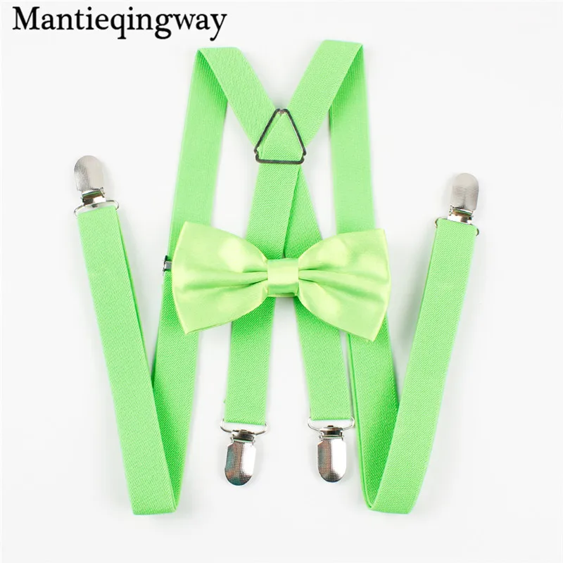 Mantieqingway классический сплошной цвет подтяжки галстук бабочка набор конфетных цветов полиэстер Свадебный галстук-бабочка подтяжки для женщин и мужчин эластичный бандаж