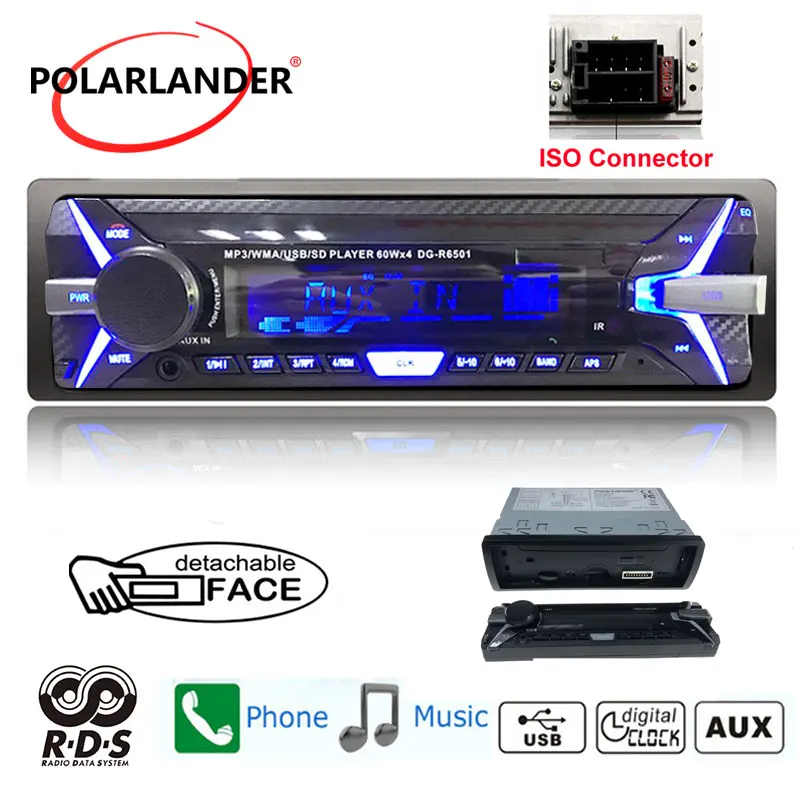 Bluetooth 1 DIN car radio MP3 Audio Player FM Aux in USB SD card music 12V Car tuner Stereo Remote control In-Dash | Автомобили и